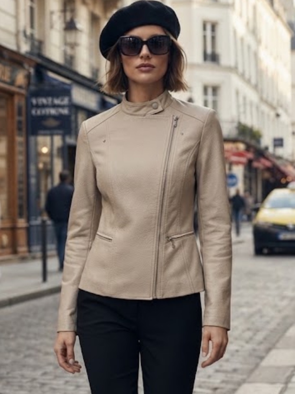 NWOT Votre Nom Collection Beige Asymmetrical Zip Jacket